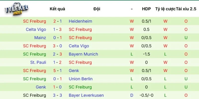 Thành tích của Freiburg